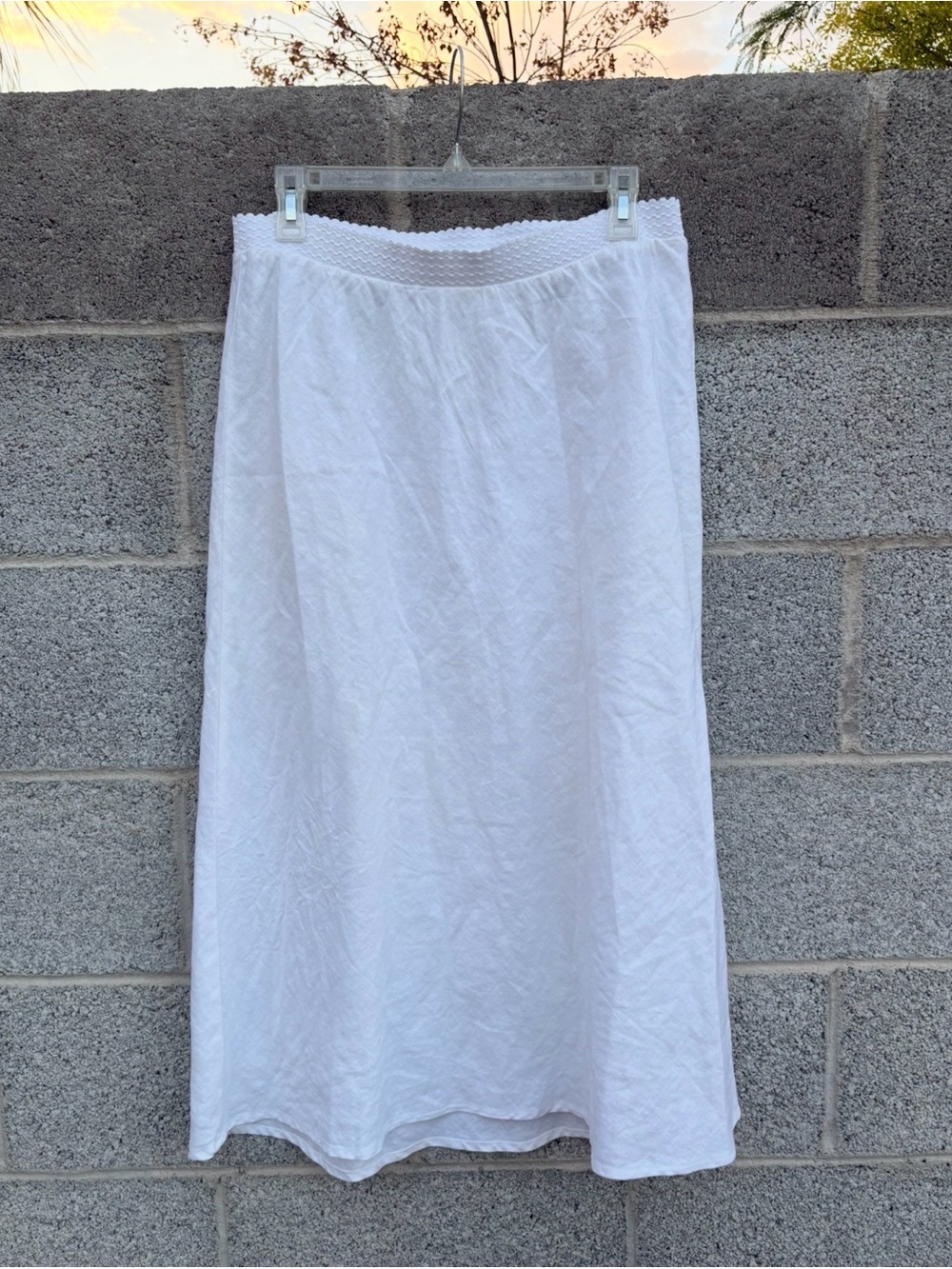 Peck & Peck Size XL 100% Linen Skirt Pull On Crisp White Quiet Luxury Minimalist